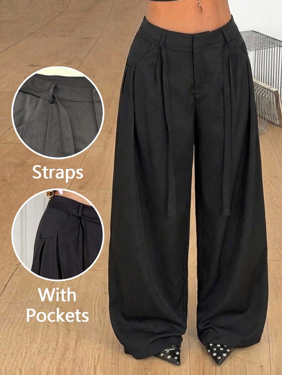 Coolane Black Woven Commuter Women's Long Pants - Black - View 1