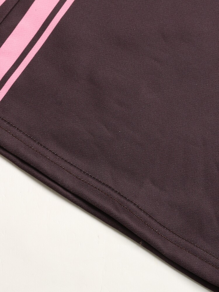 Teen Girl Side Stripe Wide Leg Loose Casual Sweatpants - Coffee Brown - View 4