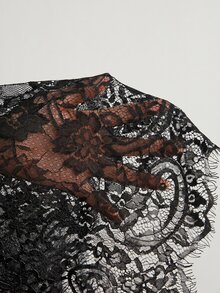 Freevana 女款蕾絲貝殼鈕扣透視襯衫 大尺碼 寬鬆優雅 日常街頭穿著 通勤 婚禮賓客 晚餐 度假 夏季 秋季 黑色 - 黑色 - 查看 17