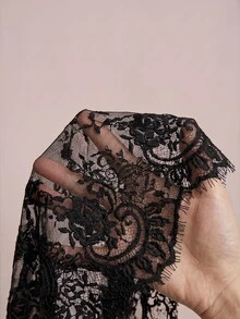 Freevana 女款蕾絲貝殼鈕扣透視襯衫 大尺碼 寬鬆優雅 日常街頭穿著 通勤 婚禮賓客 晚餐 度假 夏季 秋季 黑色 - 黑色 - 查看 5