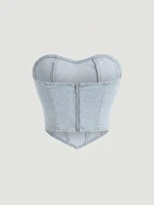 SHEIN MOD Women's Casual Denim Tube Top For Summer Going Out Tops Women
Crop Tops - Light Wash - View 2
