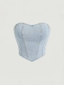 SHEIN MOD Women's Casual Denim Tube Top For Summer Going Out Tops Women
Crop Tops - Light Wash - View 1