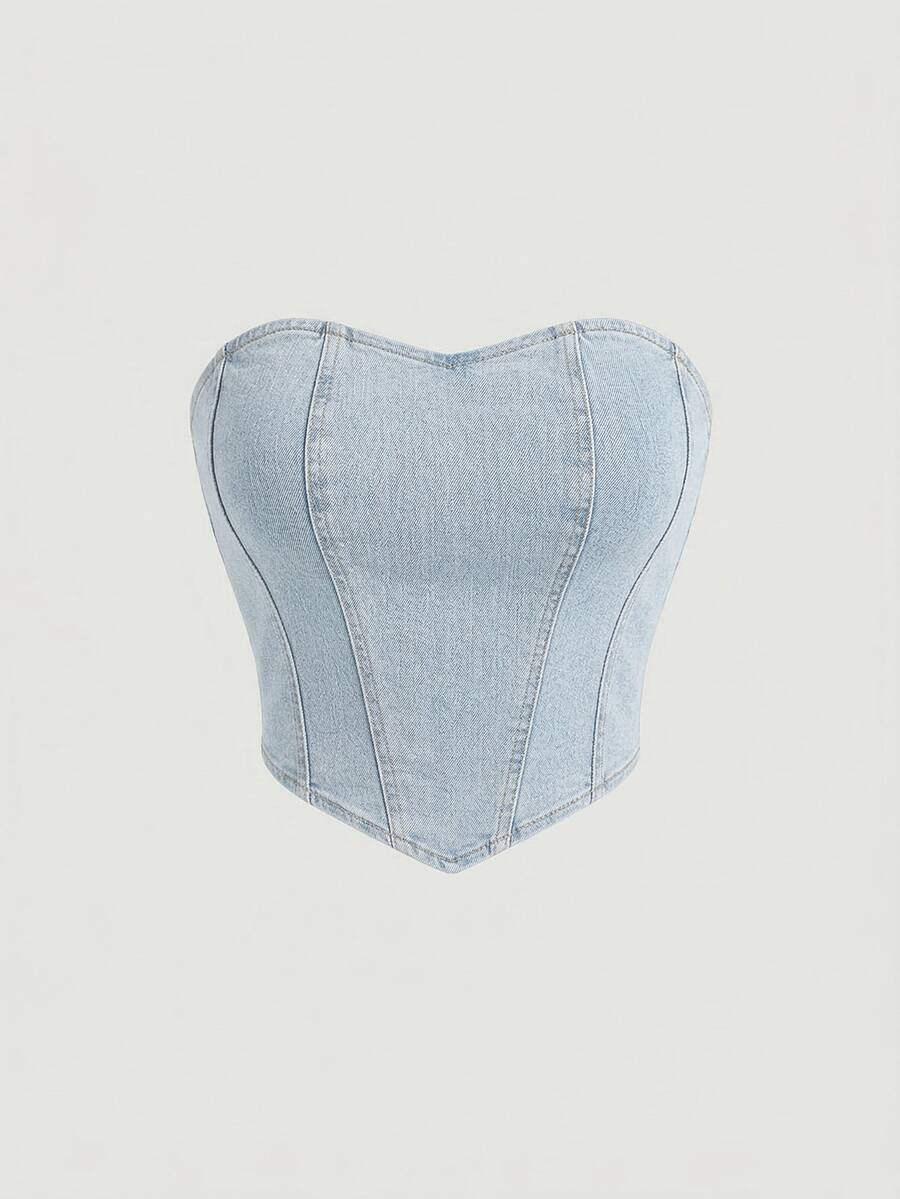 SHEIN MOD Women's Casual Denim Tube Top For Summer Going Out Tops Women
Crop Tops - Light Wash - View 1