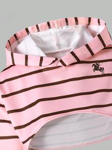 SHEIN 青少年粉棕拼色條紋小馬印花運動衫上衣 白色極簡主義細肩帶背心 休閒錐腿長褲 六年級 郵輪 秋季 - 彩色 - 查看 3
