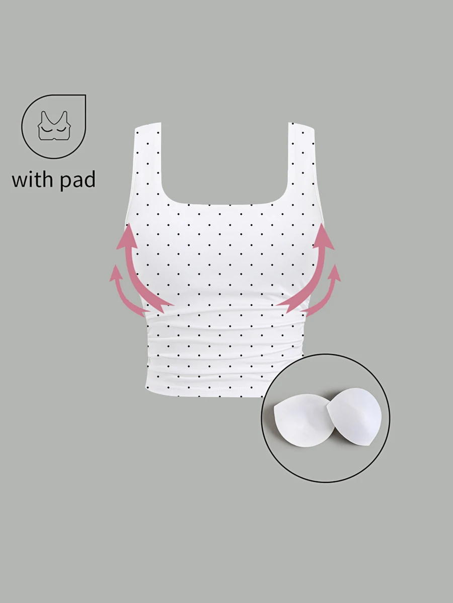 Sweetra Tank Top Wanita Seksi Minimalis dengan Motif Grafis, Pas Badan, Cocok untuk Berpergian - Putih - View 1