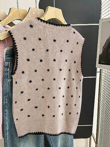 GlowEve Cardigan Wanita Motif Polkadot Kasual Serbaguna untuk Pemakaian Sehari-hari - Coklat - View 2