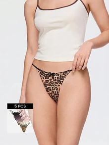 Bonmuse 5pcs Comfortable Seamless Low-Rise Thong Panties For Women - Multicolor - View 1