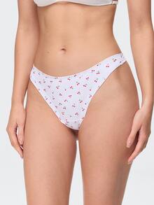 Bonmuse Women's Thong Panties - Printed, Pleated, Trim Design, Soft & Comfortable Underwear, Elegant & Sexy Daily Wear - Multicolor - View 6