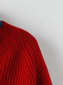 SHEIN LUNE Striped Pattern Raglan Sleeve Sweater Without Blouse School Red And White Stripe Autumn Casual Preppy - Red - View 4