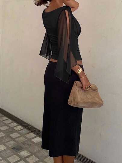 Siren Gaze Women's Solid Color Deep V-Neck Pleated Slim Fit Versatile Daily Casual Sexy Blouse Night Out Date Night Black Autumn