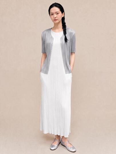 Zaforene Women's Solid Color Short Sleeve Open Front Casual Minimalist Elegant Lightweight Jacket Everyday Daytime Diner Gray Summer Office