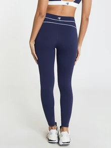 11SKNDS High Waist Sports Leggings With White Contrast Piping Detail, Yoga Running Workout Gym Activewear, Squat Proof Slim Fit With Sweat-Wicking, Stretchy, Buttery-Soft, Tummy Control, Sculpting Fit & Butt-Lifting, For Fitness Pilates Studio, Training & Hy-Rox - Royal Blue - View 2
