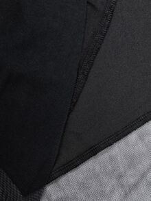 Rustia Casual Elegant Minimalist French Pleated Lace Patchwork Mesh + Lining Asymmetrical Hem Long Sleeve Plus Size Women's Dress Fall - Black - View 6