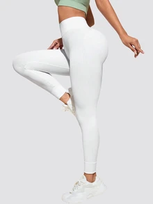 Velisys Velisys 2件組女款無縫高腰提臀緊身褲，緊身運動跑步休閒瑜珈褲 - 奶油白 - 查看 5