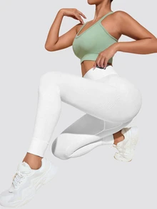 Velisys Velisys 2件組女款無縫高腰提臀緊身褲，緊身運動跑步休閒瑜珈褲 - 奶油白 - 查看 4
