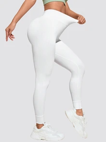 Velisys Velisys 2件組女款無縫高腰提臀緊身褲，緊身運動跑步休閒瑜珈褲 - 奶油白 - 查看 6