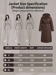 Pariaura Women Solid Color Zipper And Belted Detailed Regular Fit Long Winter Coats - Chocolate Brown - View 10