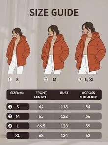 Pariaura Women Solid Color Hooded Regular Fit Winter Coats - لون برتقالي - مشاهدة 10