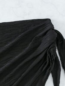 SHEIN Swim Summer Beach Solid Knot Side Cover Up Skirt - Black - View 5