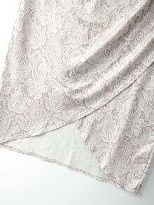 GlowEve CURVE Women's Plus Size New Pleated Side Bubble Pearl Decor Elegant Casual Commute Versatile Skirt, Faux Lace Print - Multicolor - View 6