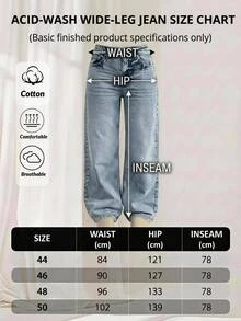 SHEIN Plus High Waist Casual Style Medium Blue Snow Wash Regular Fit Button Front Straight Jean - Medium Wash - View 4