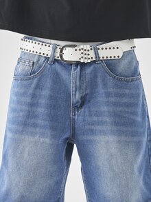 Manfinity Hypemode Plus Size Men's Summer Casual Washed Denim Shorts Jeans For Men Short Street Hang Out Tropical College - Medium Wash - View 7