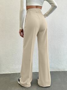 SHEIN Tall بنطلون نسائي طويل الحجم بجيوب، بنطلون بدلة عمل - بيج - مشاهدة 2