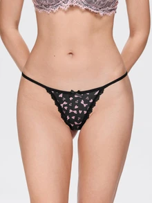 Bonmuse 3pcs Printed/Solid Color Comfortable Lace Trim Women's Thong Panties - Multicolor - View 5
