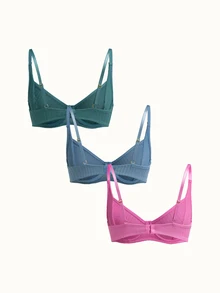 Bonmuse 3pcs Women's Solid Colored Underwire Bras - Multicolor - View 5