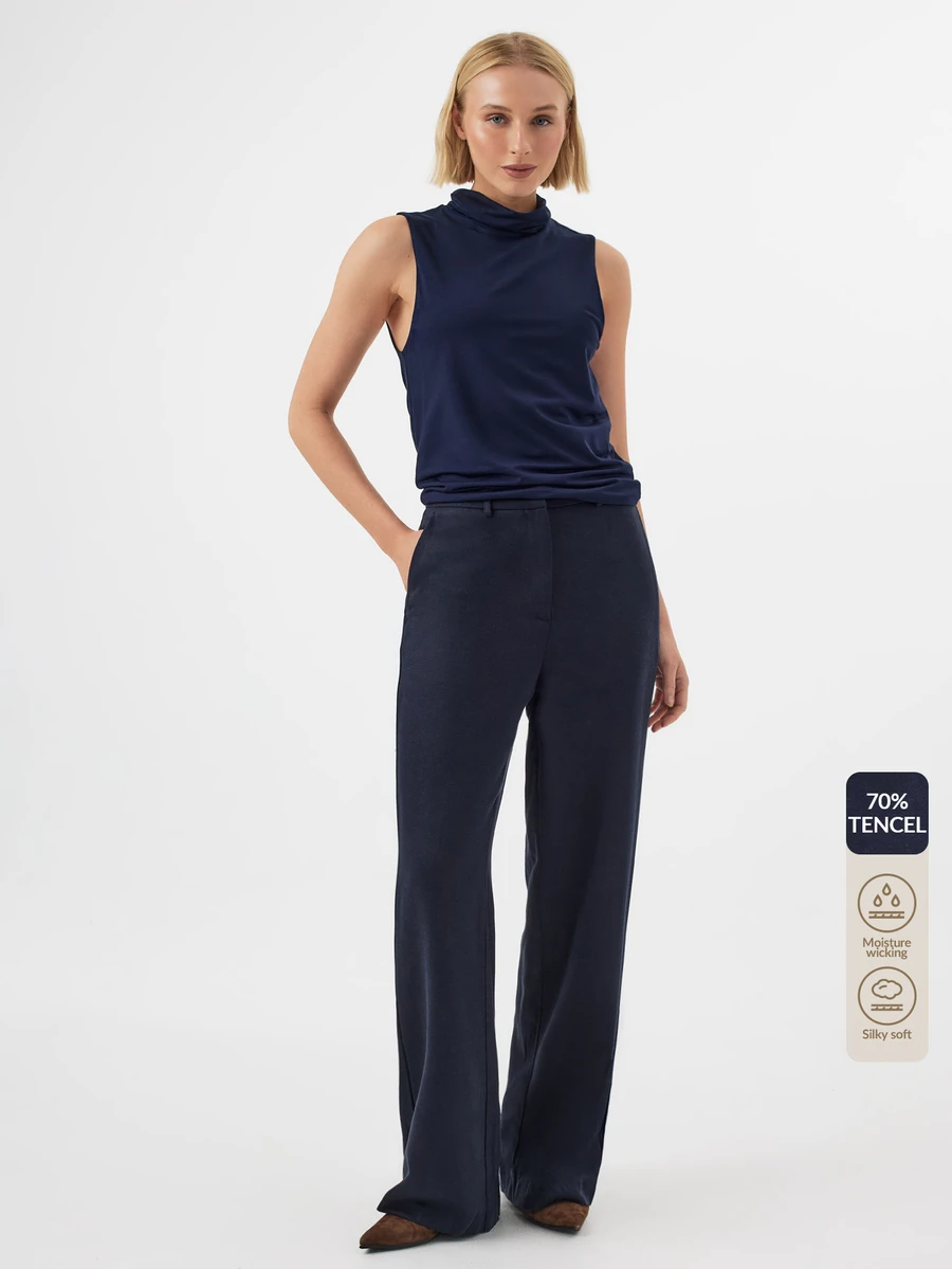 KÆRIA Hus High Rise Flared Pants - Polished Tailoring - Midnight Navy - Flared Trousers, Tailored Pants, Suits - Blue - View 1