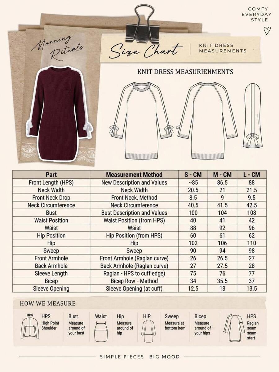SHEIN Women Round Neck Loose Fit Burgundy Sweater Dress With Bow Sleeve Detailed - Burgundy - View 1