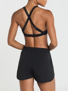 11SKNDS Lightweight Woven Running Shorts With Elastic Waistband And Split Hem, Quick Dry Training Active Short Inseam Athletic Performance Gym With Sweat-Wicking, Stretchy & Sculpting, For Workout Fitness Yoga Pilates Studio & Hy-Rox - Black - View 3