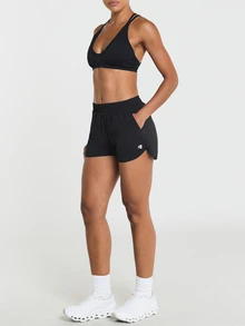 11SKNDS Lightweight Woven Running Shorts With Elastic Waistband And Split Hem, Quick Dry Training Active Short Inseam Athletic Performance Gym With Sweat-Wicking, Stretchy & Sculpting, For Workout Fitness Yoga Pilates Studio & Hy-Rox - Black - View 4