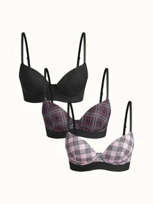 Bonmuse 3pcs/Set Women's Comfortable Underwire Bras - Multicolor - View 5