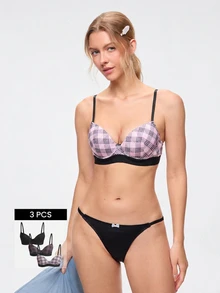 Bonmuse 3pcs/Set Women's Comfortable Underwire Bras - Multicolor - View 1