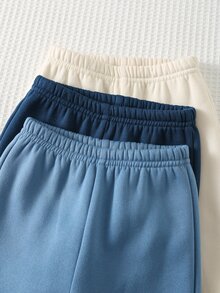 SHEIN 男女嬰兒/幼兒 3套組 秋冬保暖內裡加厚休閒可愛拼色拼接運動衫套裝 多件式 嬰兒冬季服飾套裝 - 藏蓝色 - 查看 6