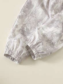 SHEIN 男女嬰幼兒 2件組秋冬保暖內裡加厚時尚迷彩圖案連帽衛衣套裝，男嬰冬季套裝，運動服，街頭風 - 灰色 - 查看 7