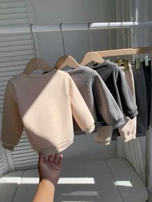 SHEIN 中性嬰兒男/女童 幼兒 6件組 秋冬休閒百搭保暖內裡加厚運動衫套裝 嬰兒運動服 冬季套裝 - 彩色 - 查看 3