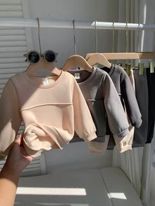 SHEIN 中性嬰兒男/女童 幼兒 6件組 秋冬休閒百搭保暖內裡加厚運動衫套裝 嬰兒運動服 冬季套裝 - 彩色 - 查看 7