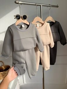 SHEIN 中性嬰兒男/女童 幼兒 6件組 秋冬休閒百搭保暖內裡加厚運動衫套裝 嬰兒運動服 冬季套裝 - 彩色 - 查看 8