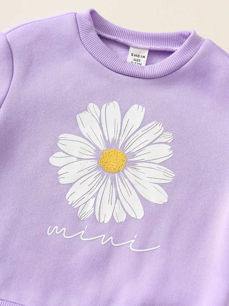 Babygirl, Toddler 2sets Autumn/Winter Casual Cute Purple Sweatshirt Set Multi-Piece, Baby Girl Winter Clothes, Baby Girl Winter Outfit Set Pcs - Purple - View 4