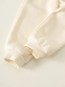兒童幼童男孩/女孩 2件組秋冬休閒時尚學院風立領運動衫套裝 幼兒冬季服飾 幼兒運動套裝 - 杏色 - 查看 5