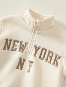 兒童幼童男孩/女孩 2件組秋冬休閒時尚學院風立領運動衫套裝 幼兒冬季服飾 幼兒運動套裝 - 杏色 - 查看 4