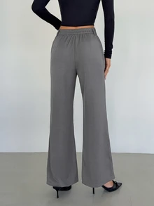 Siren Gaze New Lace Patchwork Commuter Trousers For Women - Grey - View 2