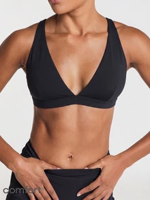 11SKNDS V-Neck Triangle Sports Bra With Racerback Design, Ultra-Soft Fabric, Yoga, And Casual Loungewear Bralette With Sweat-Wicking, Stretchy, Breathable, Low Impact Support & Removable Cups, For Gym Workout Fitness Pilates Studio, Running, Training & Hy-Rox - Black - View 2