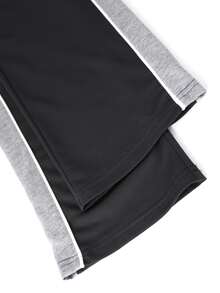 SHEIN Big Boys' Colorblock Side Stripe Sweatpants, Drawstring Elastic Waist Loose Straight Leg Athletic Pants - Black - View 7