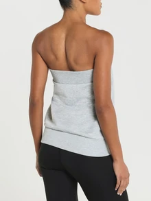 11SKNDS Strapless Bandeau Tube Top With Ribbed Hem And Chest Band, Casual Everyday Soft Fleece Sweat Fabric, Comfortable Relaxed Fit Pull-On Style - Grey - View 3