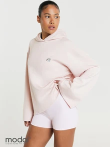 11SKNDS Oversized Pullover Hoodie With Drop Shoulder, Relaxed Fit, Cozy Fleece Fabric, Perfect For Casual Everyday Wear And Weekend Lounging - Pink - View 2