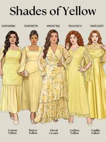 Reflora Plus Size Elegant Glamour Party Evening Solid Color Lace Patchwork Dress Wedding Soft Yellow Autumn - Yellow - View 11