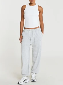 11SKNDS Ribbed Crop Tank Top With High Crew Neckline And Racerback Design, Sleeveless Fitted Cropped Tee For Summer And Everyday Casual Wear All White - White - View 4